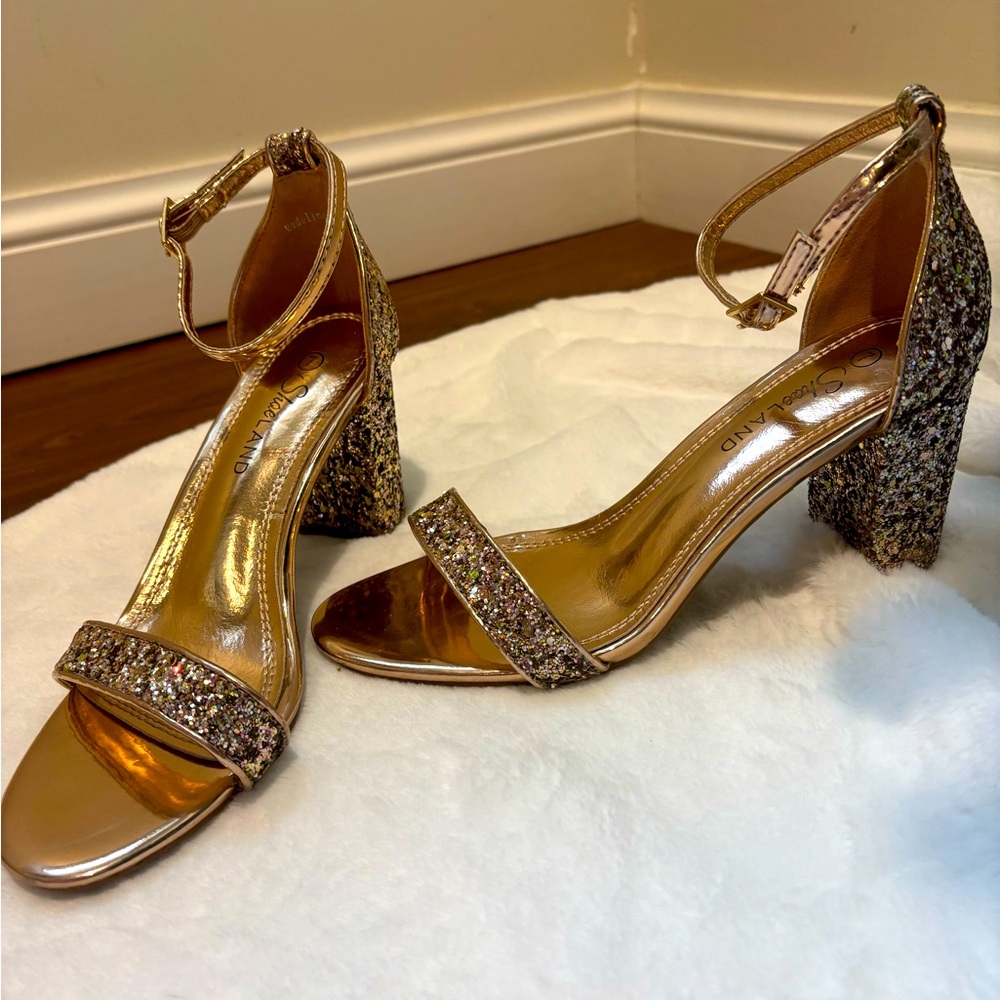 Rose gold glittery heels